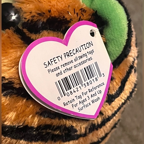 Ty Beanie Ballz Monaco Tiger Plush Black Stripes Green Eyes Stuffed Animal 5” - Picture 5 of 7